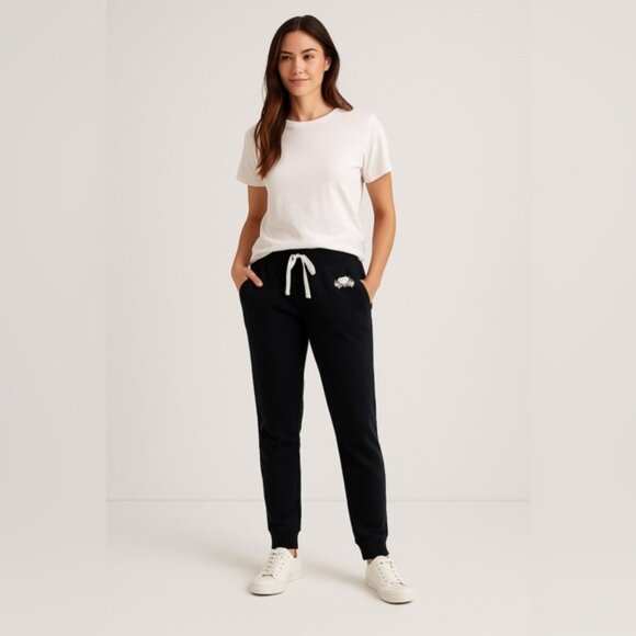 Roots Women’s Black Sweatpants Size S Logo Joggers - Picture 1 of 7